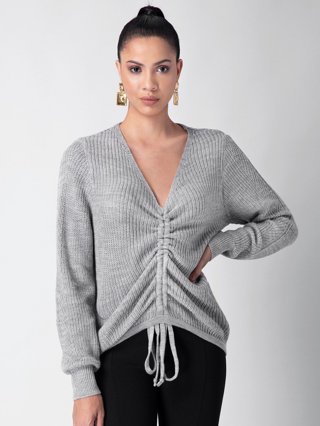 FabAlley Women Grey Pullover Price in India