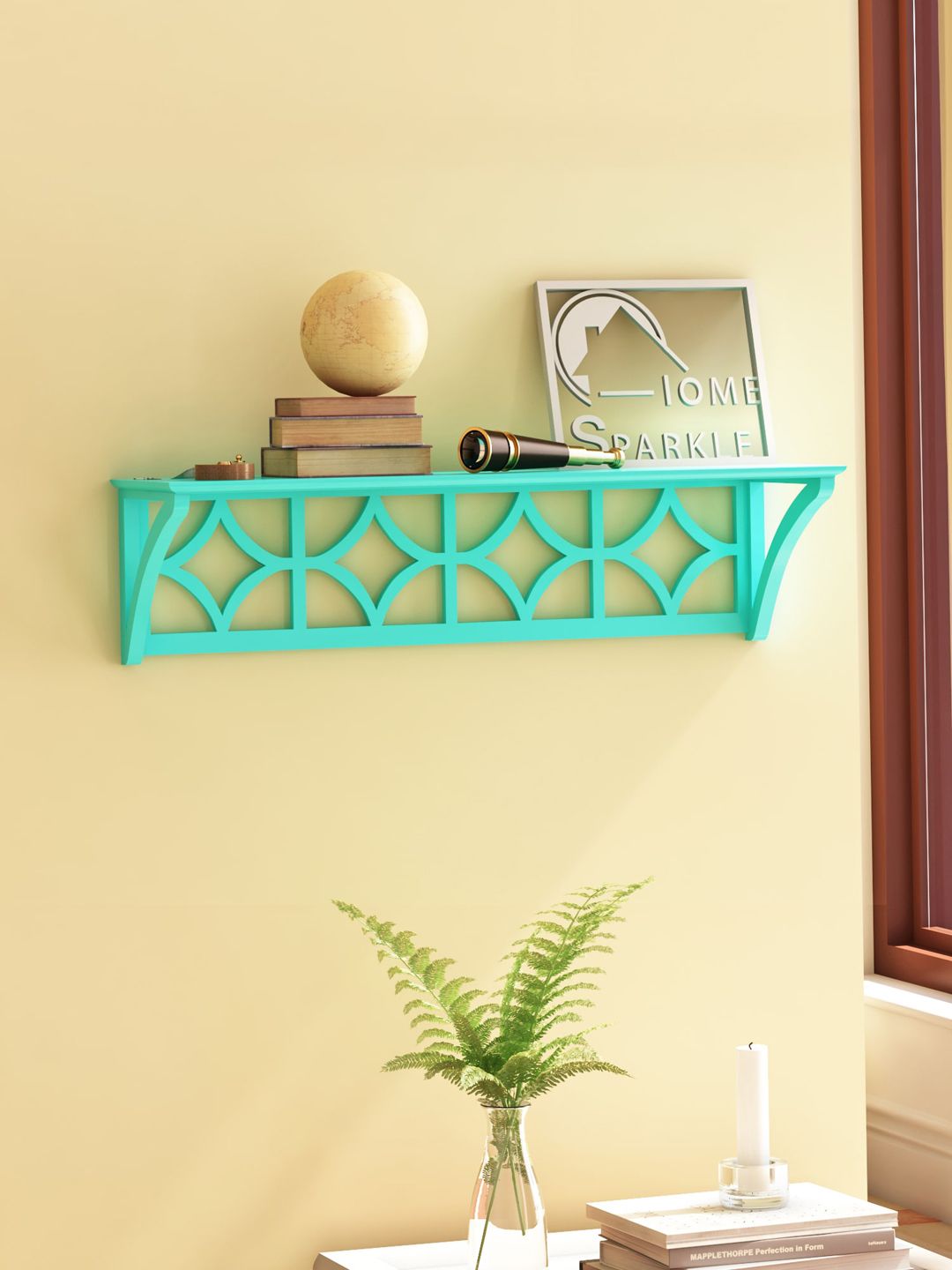 Home Sparkle Blue MDF Basic Wall Shelf Price in India