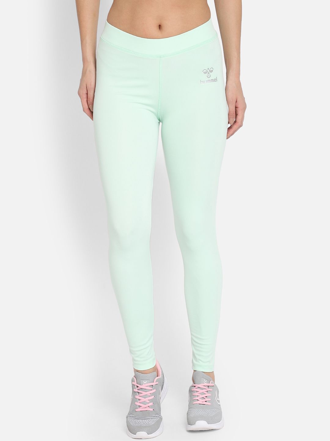 hummel Women Green Solid Tights Price in India