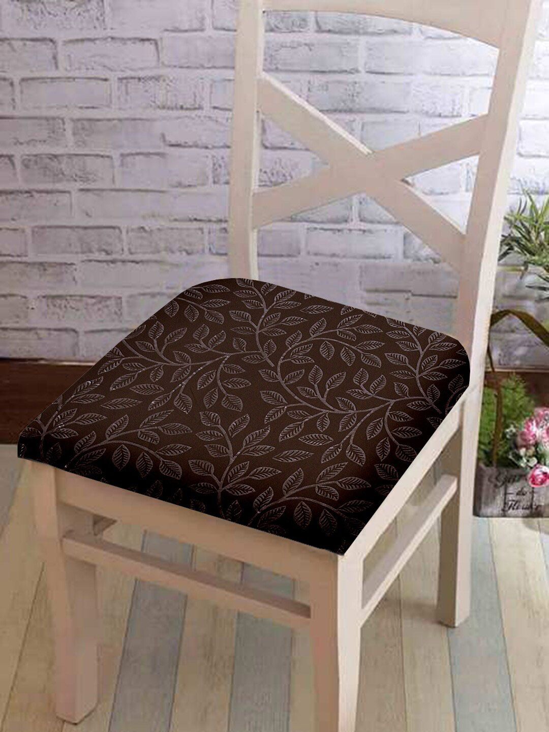 Cortina Brown Printed Chair Cover Price in India