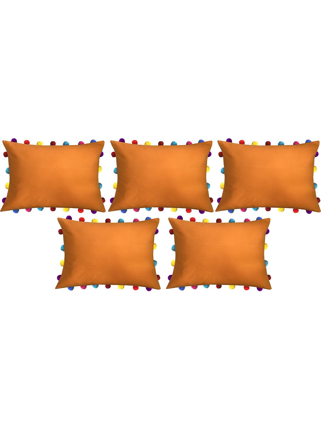 Lushomes Orange Set of 5 Rectangle Cushion Covers Price in India