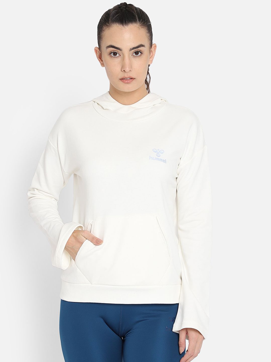 hummel Women White Hooded Sweatshirt Price in India