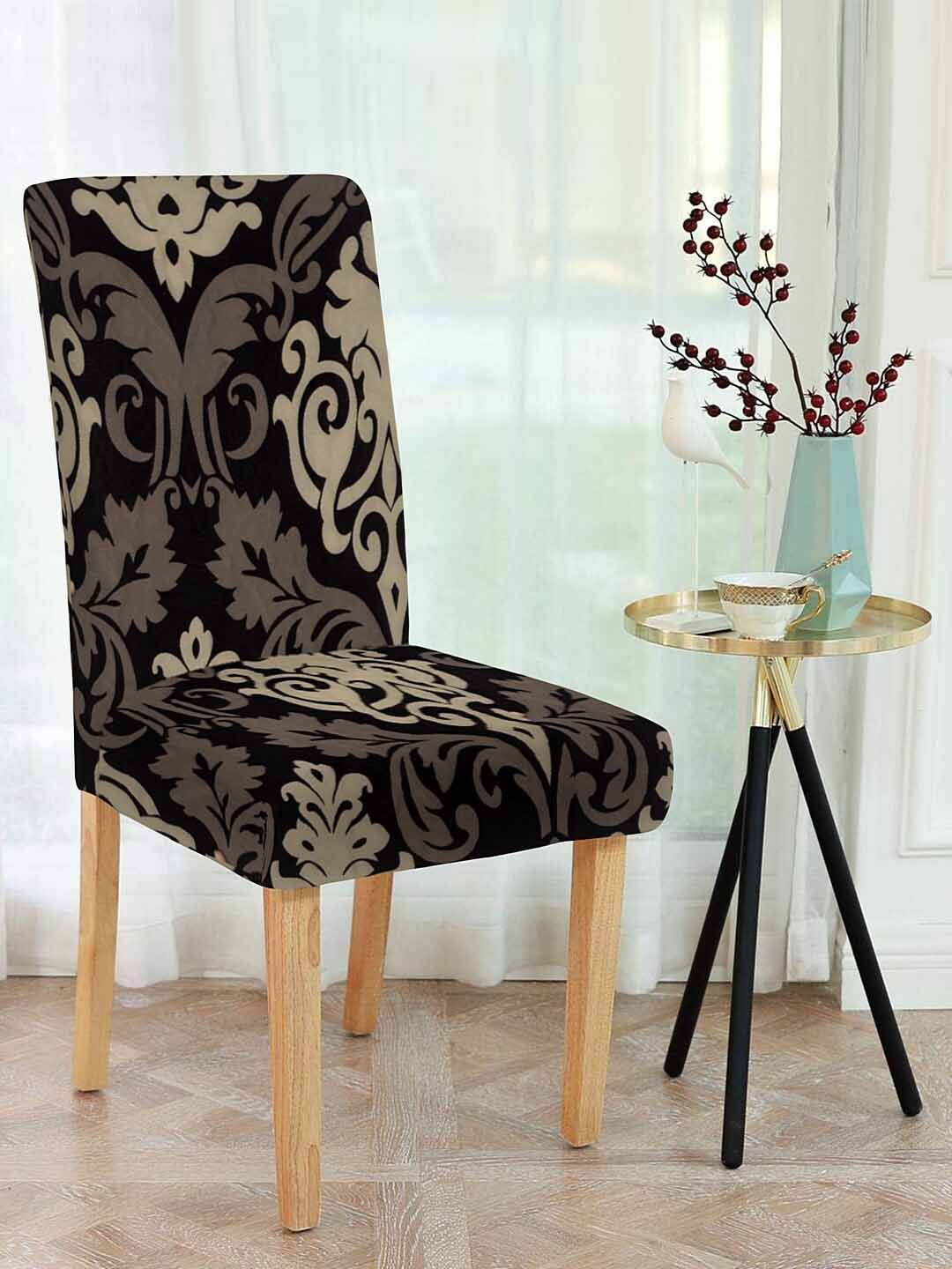 Cortina Black & Beige Ethnic Print Chair Cover Price in India