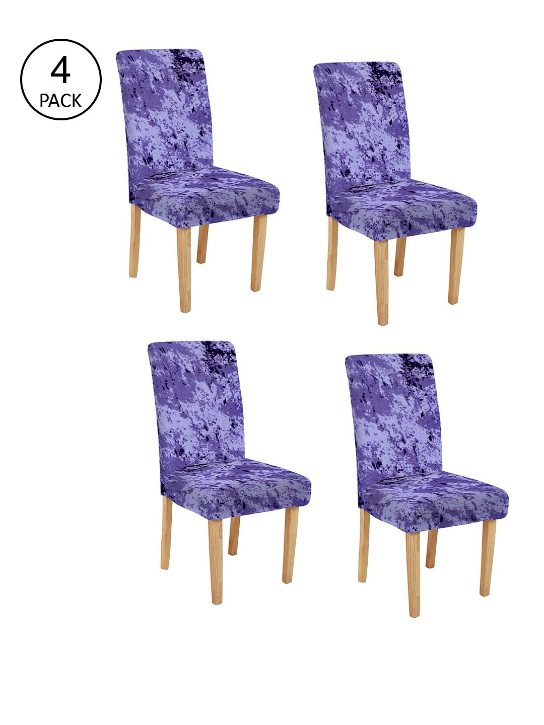 Cortina Set Of 4 Blue & Purple Printed Chair Covers Price in India