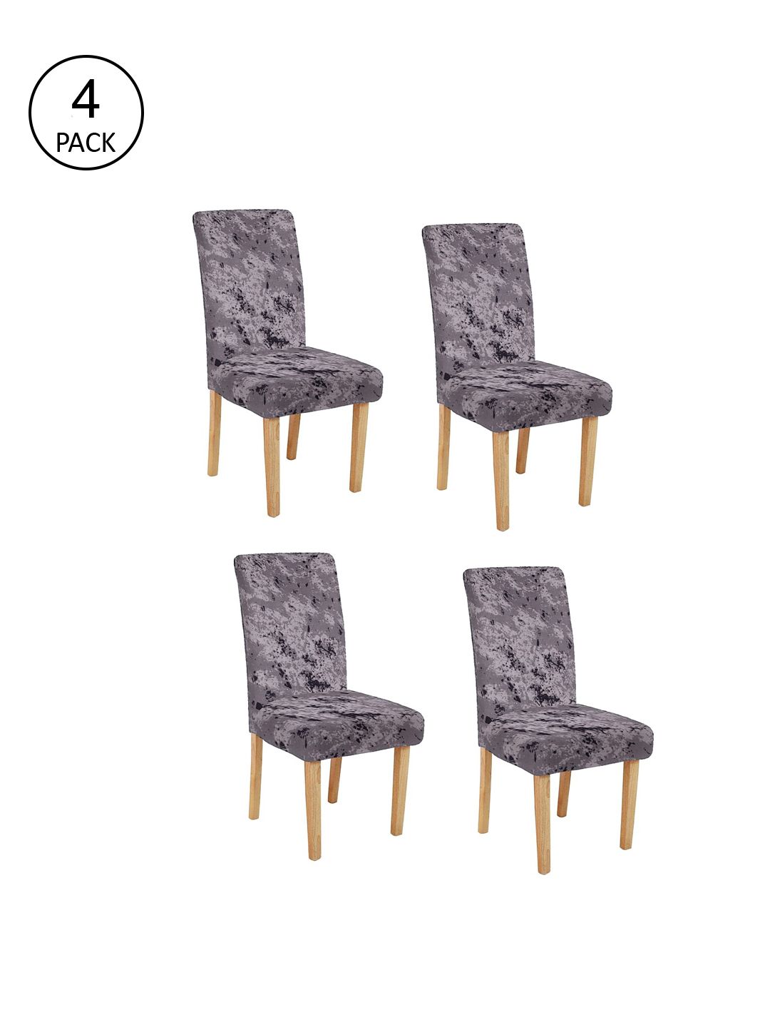 Cortina Set Of 4 Grey & White Printed Chair Covers Price in India