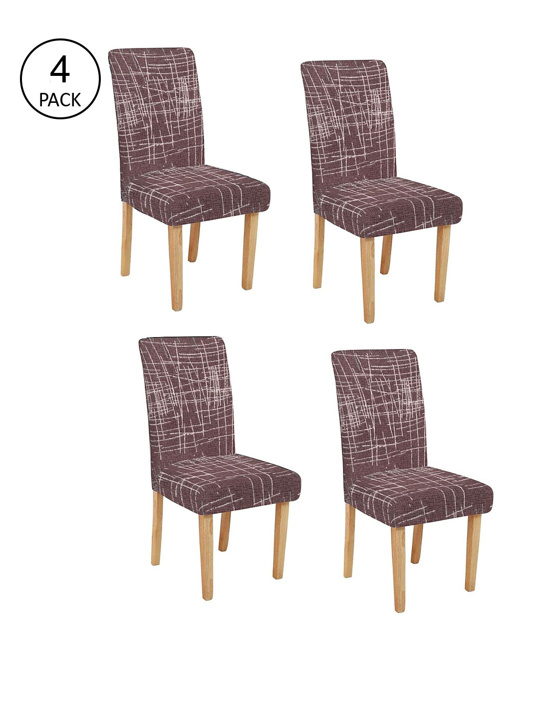 Cortina Set Of 4 Grey Abstract Printed Chair Cover Price in India