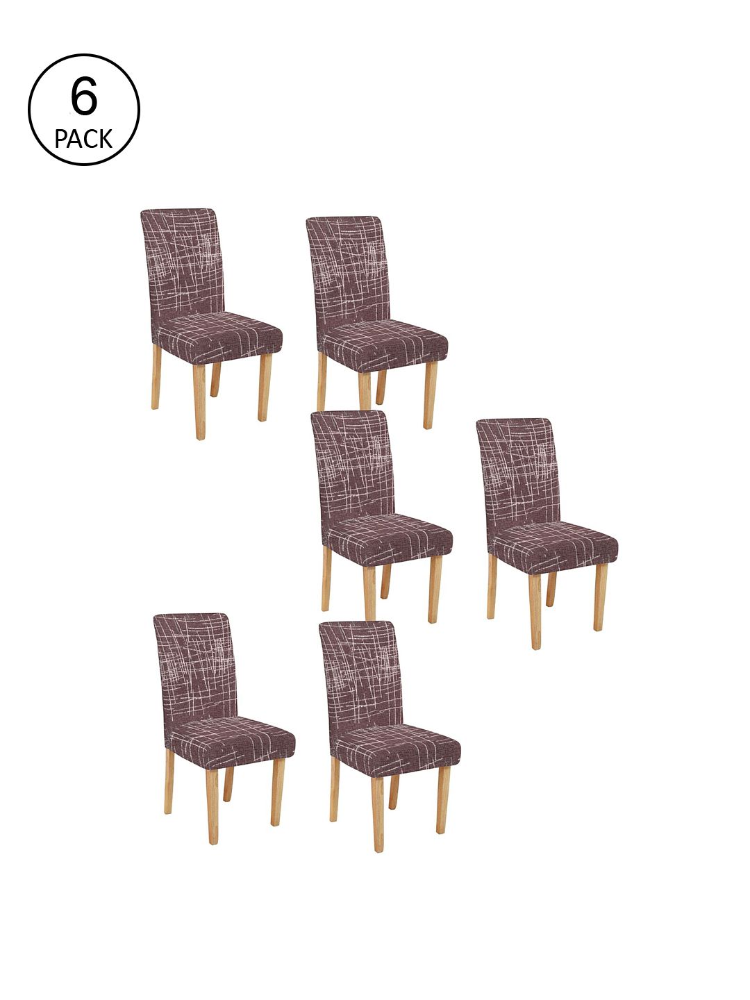 Cortina Set Of 6 Grey & White Printed Chair Covers Price in India