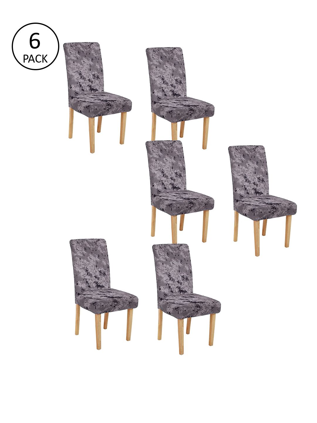 Cortina Set Of 6 Grey Solid Chair Covers Price in India