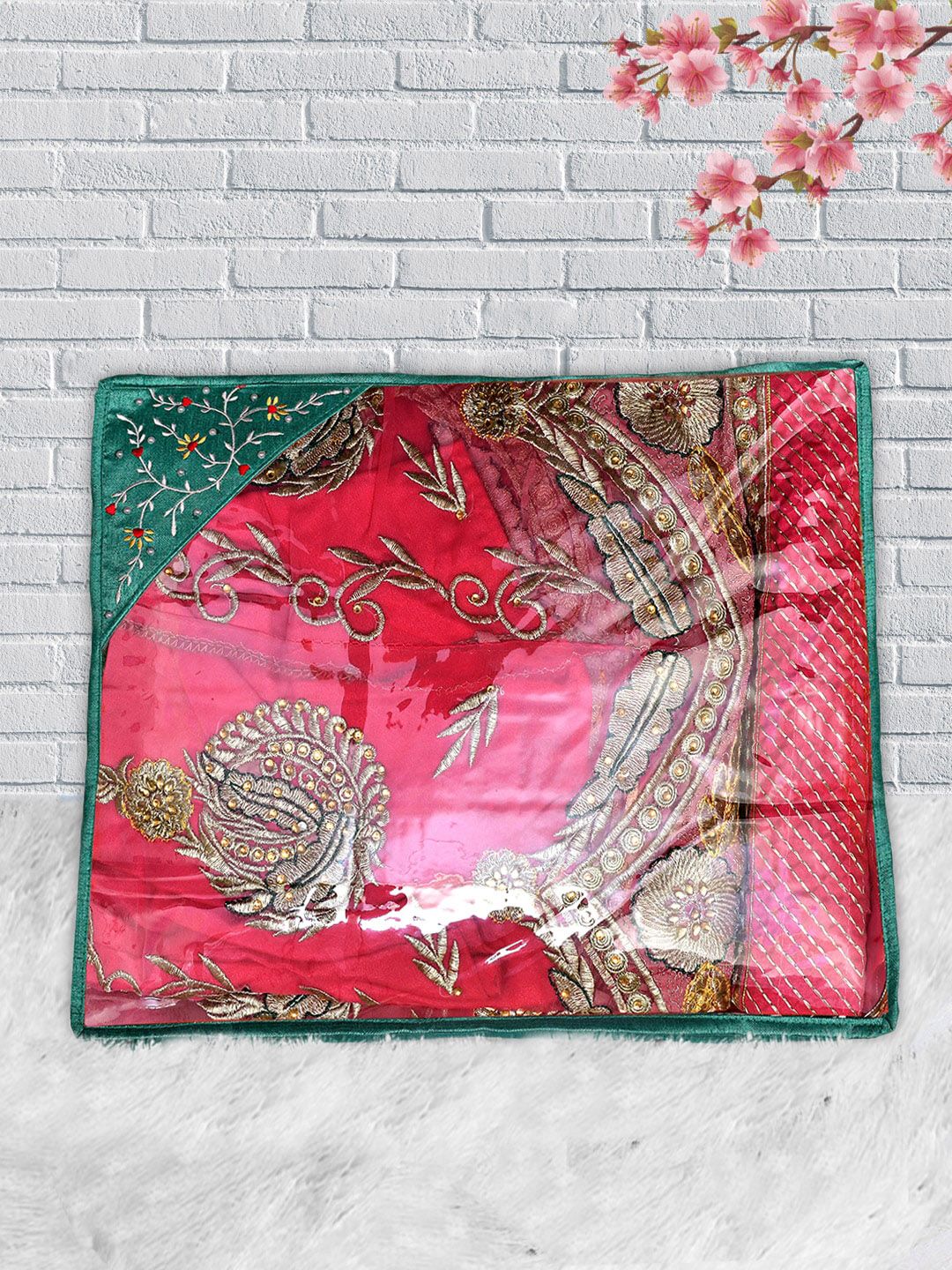 Kuber Industries Set Of 6 Embroidered Saree Cover With Transparent Top Organizer Price in India