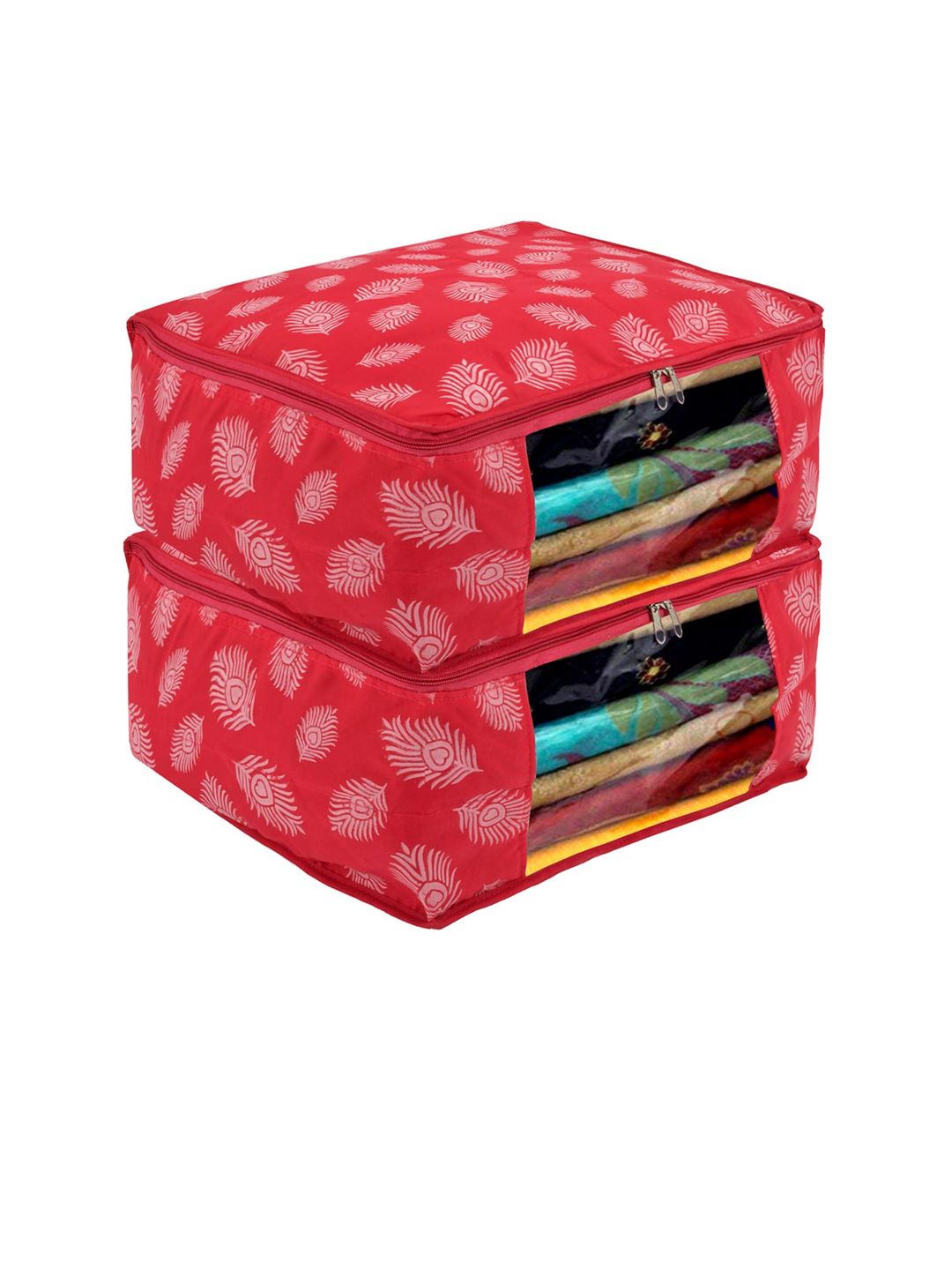 Kuber Industries Pack Of 2 Pink Printed Cotton Drawer Organisers Price in India
