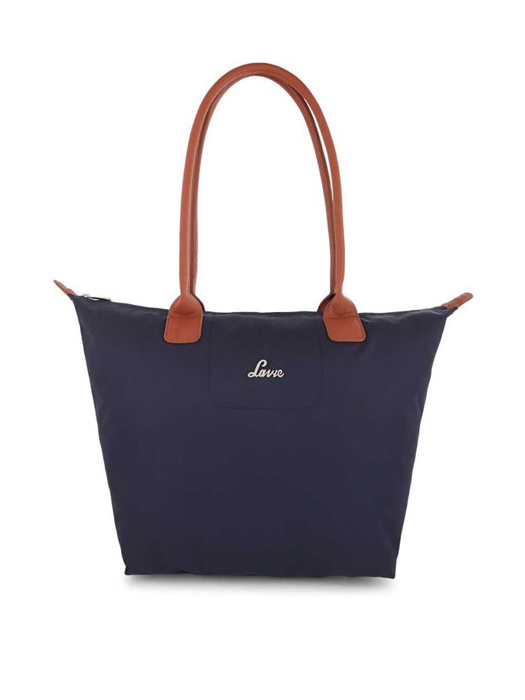 Lavie Blue Solid PU Oversized Structured Tote Bag Price in India