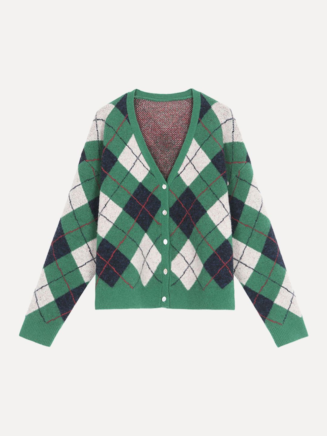 URBANIC Women Green & White Argyle Cardigan Price in India