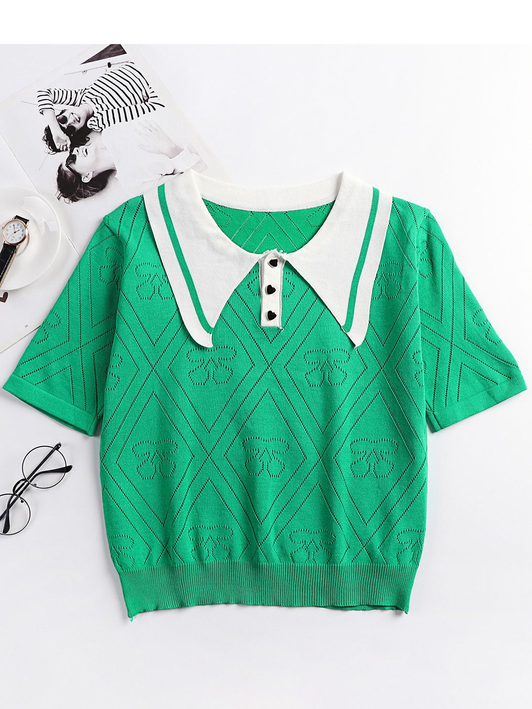 URBANIC Women Green Open Knit Pullover Price in India