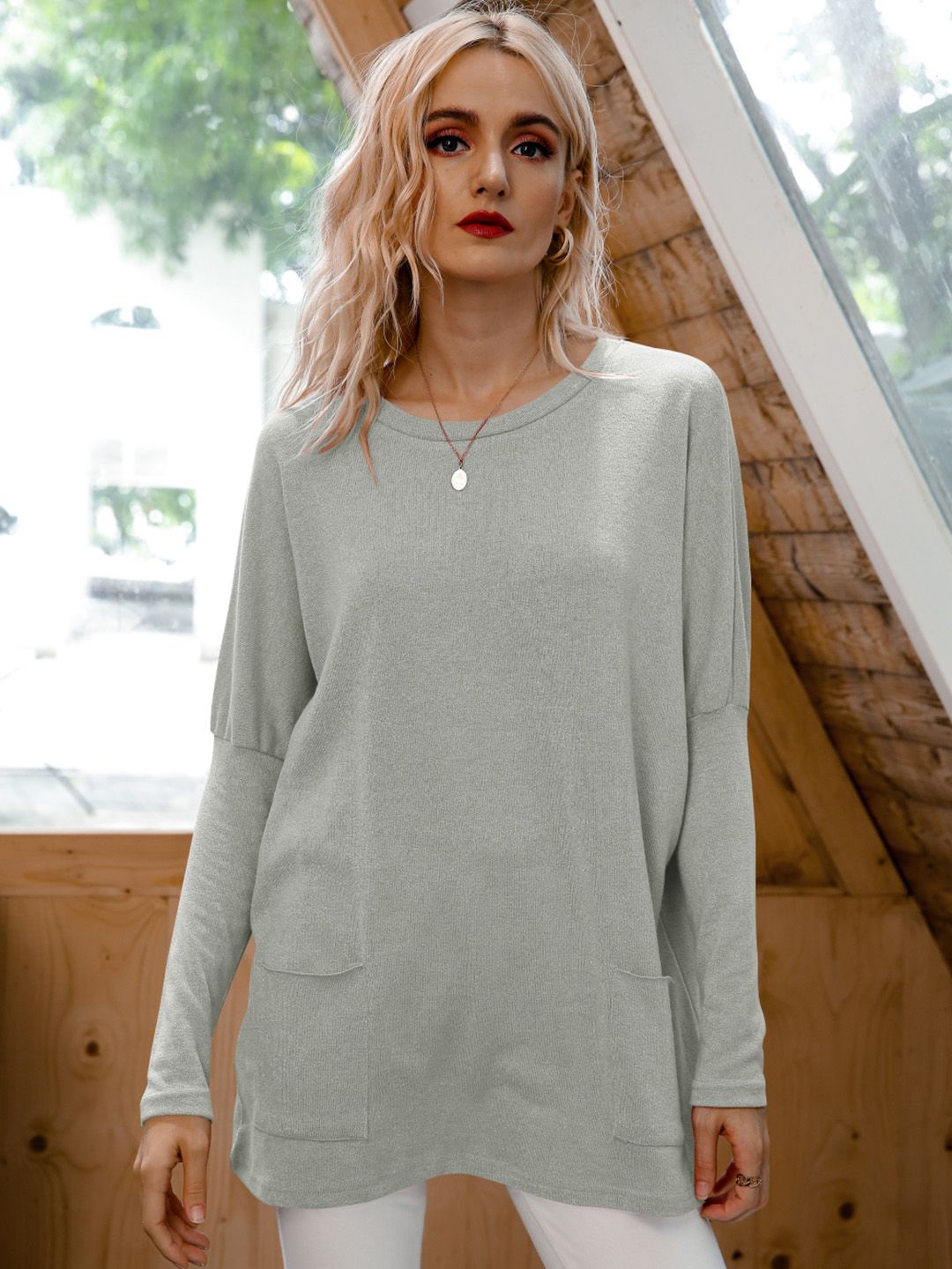 URBANIC Women Grey Solid Sweatshirt Price in India