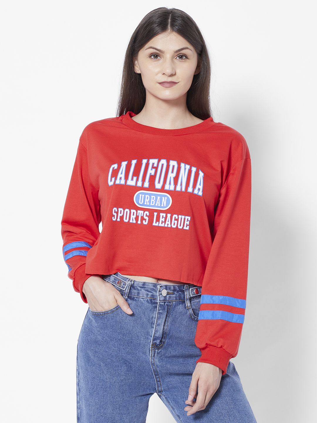 URBANIC Women Red Printed Sweatshirt Price in India