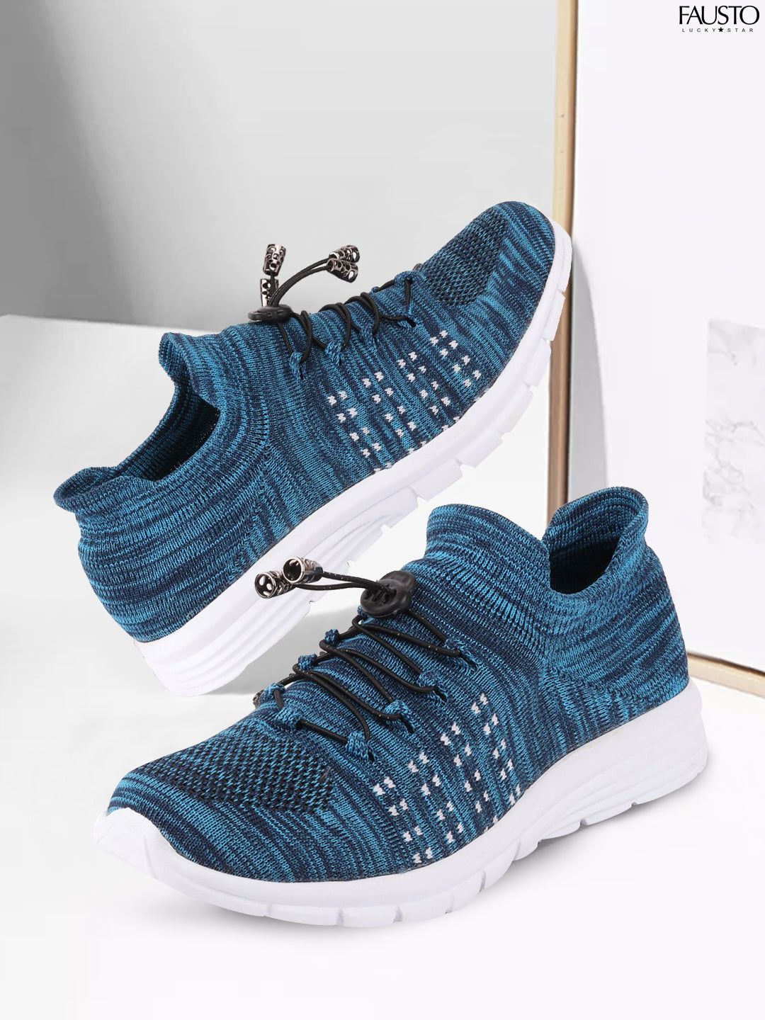 FAUSTO Men Blue Running Non-Marking Shoes