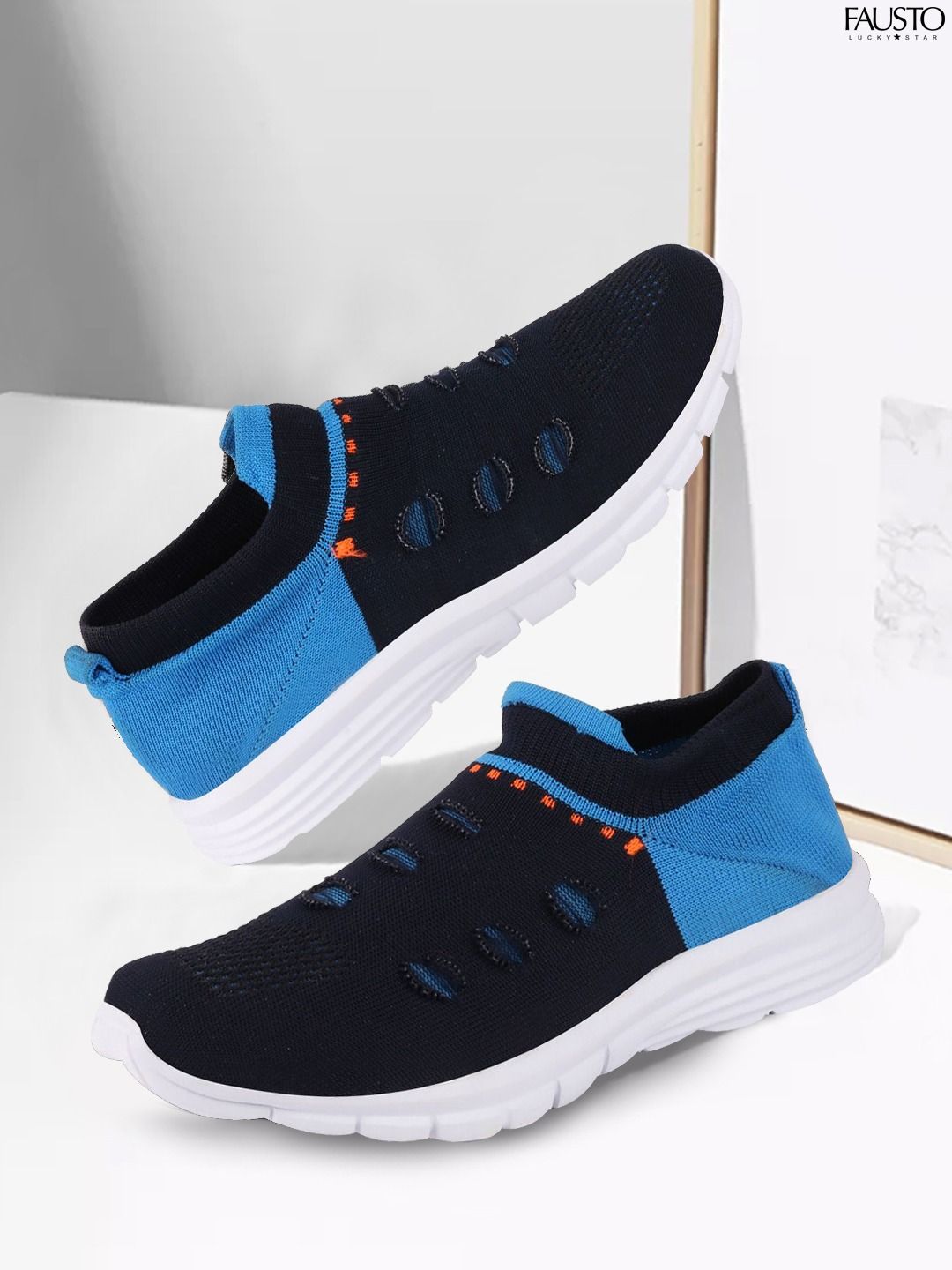 FAUSTO Men Blue Walking Non-Marking Shoes