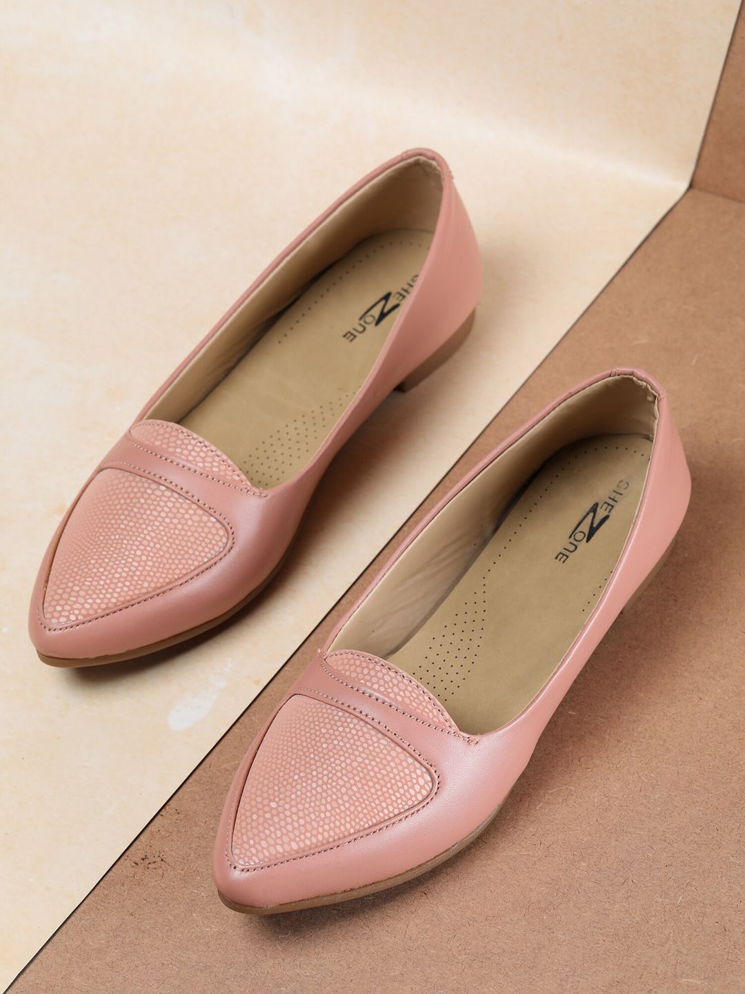 Shezone Women Peach-Coloured Ballerinas