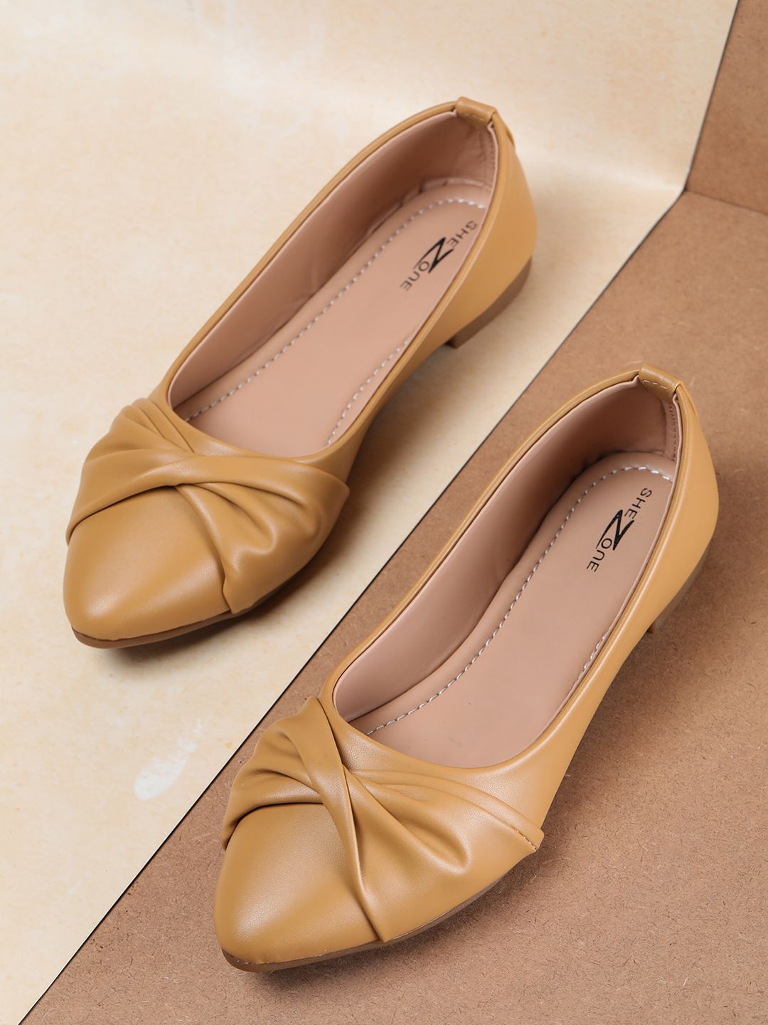 Shezone Women Beige Ballerinas Flats with Bows Price in India