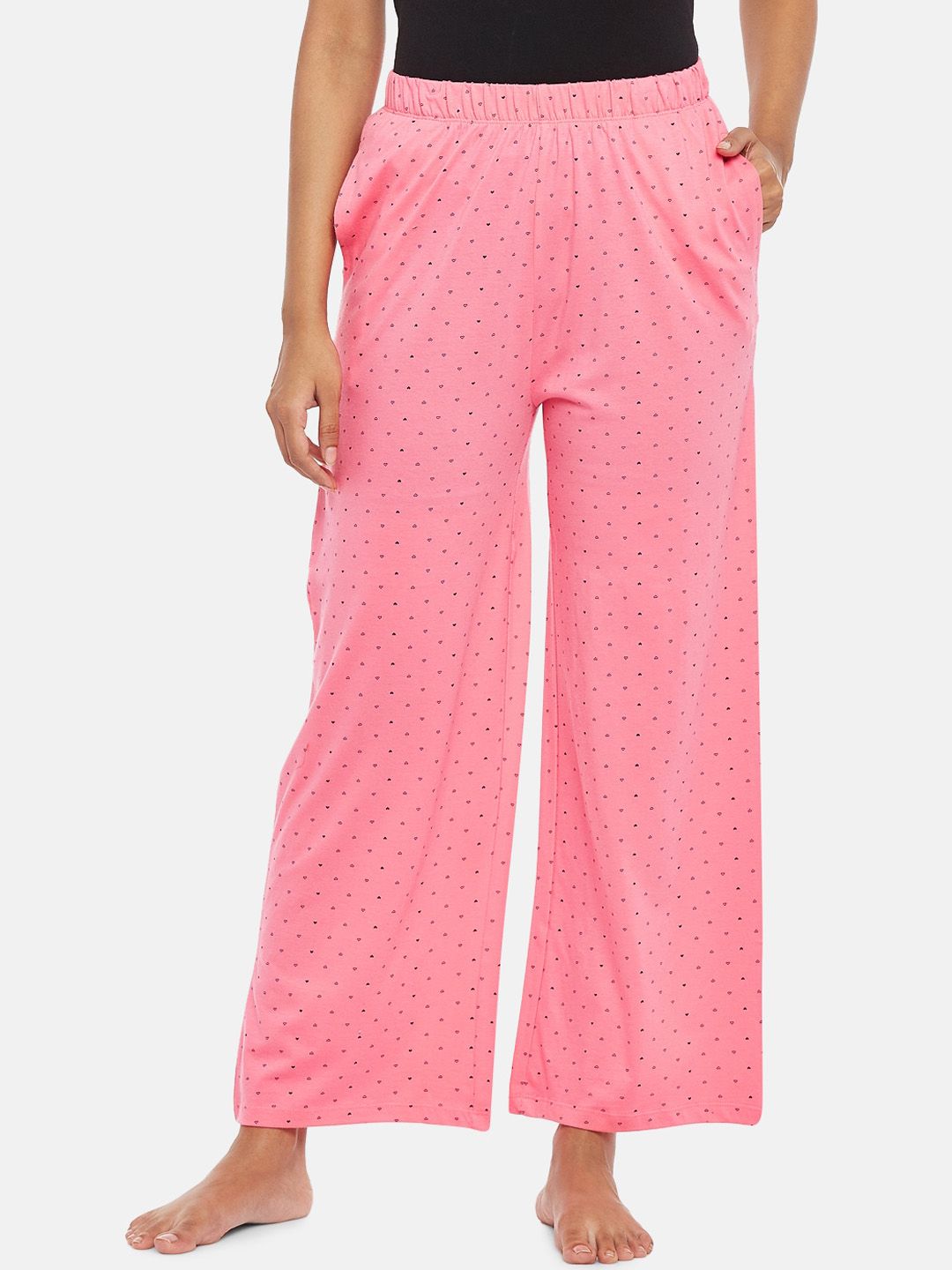 People Women Pink & Black Printed Lounge Pants Price in India