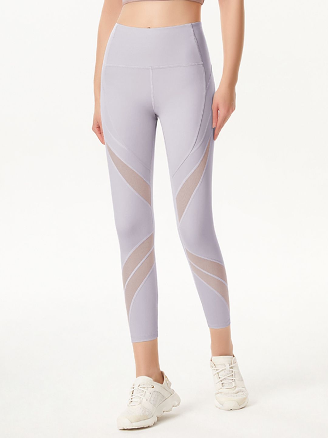 URBANIC Women Lavender Solid Cropped Mesh Gym Tights Price in India