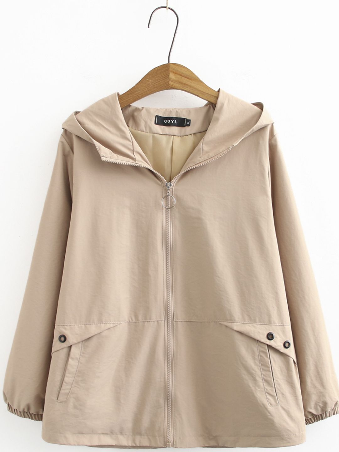 URBANIC Women Plus Size Beige Solid Hooded Tailored Jacket Price in India