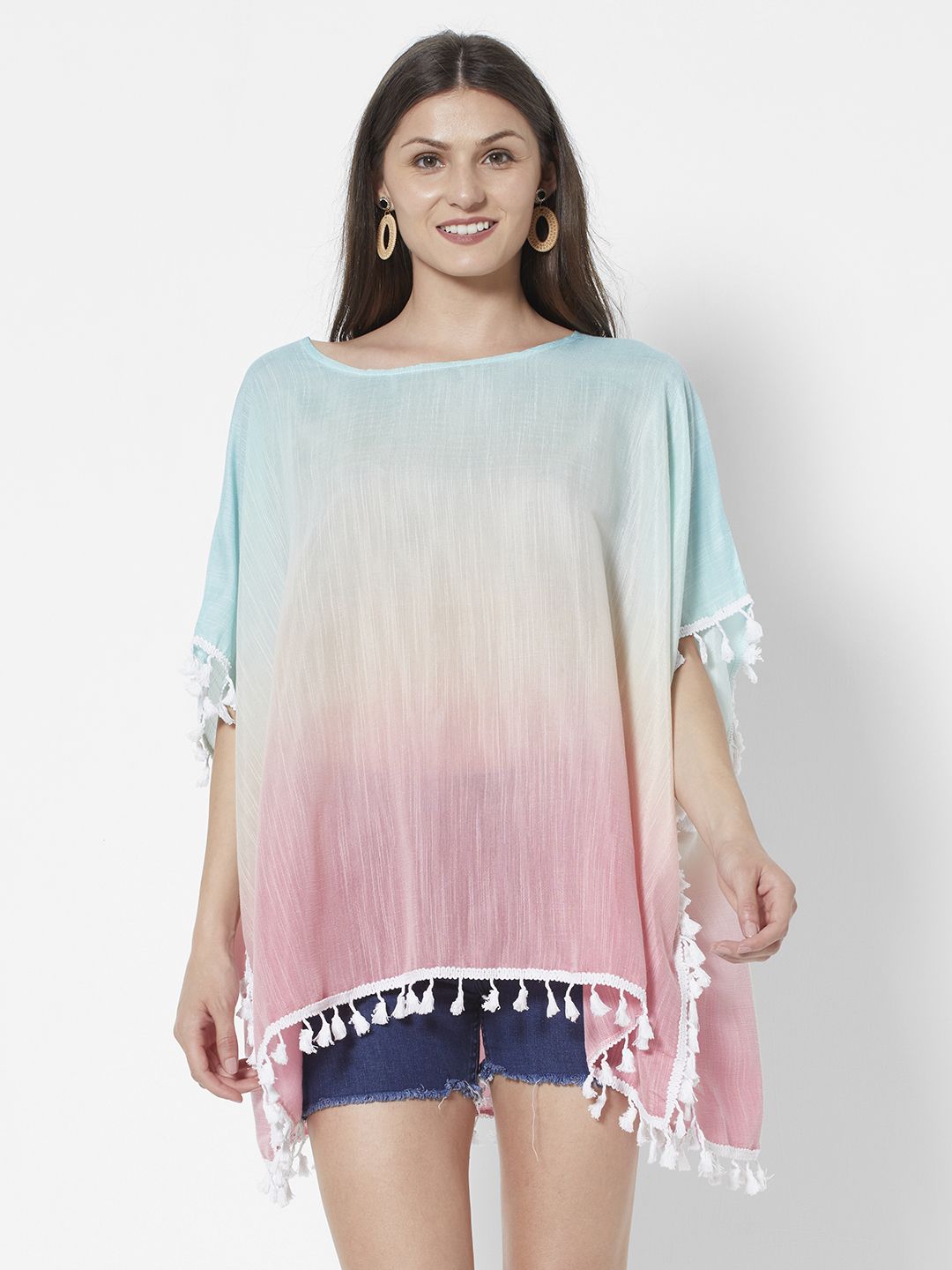 URBANIC Women Blue & Pink Ombre Bohemian Kaftan Top