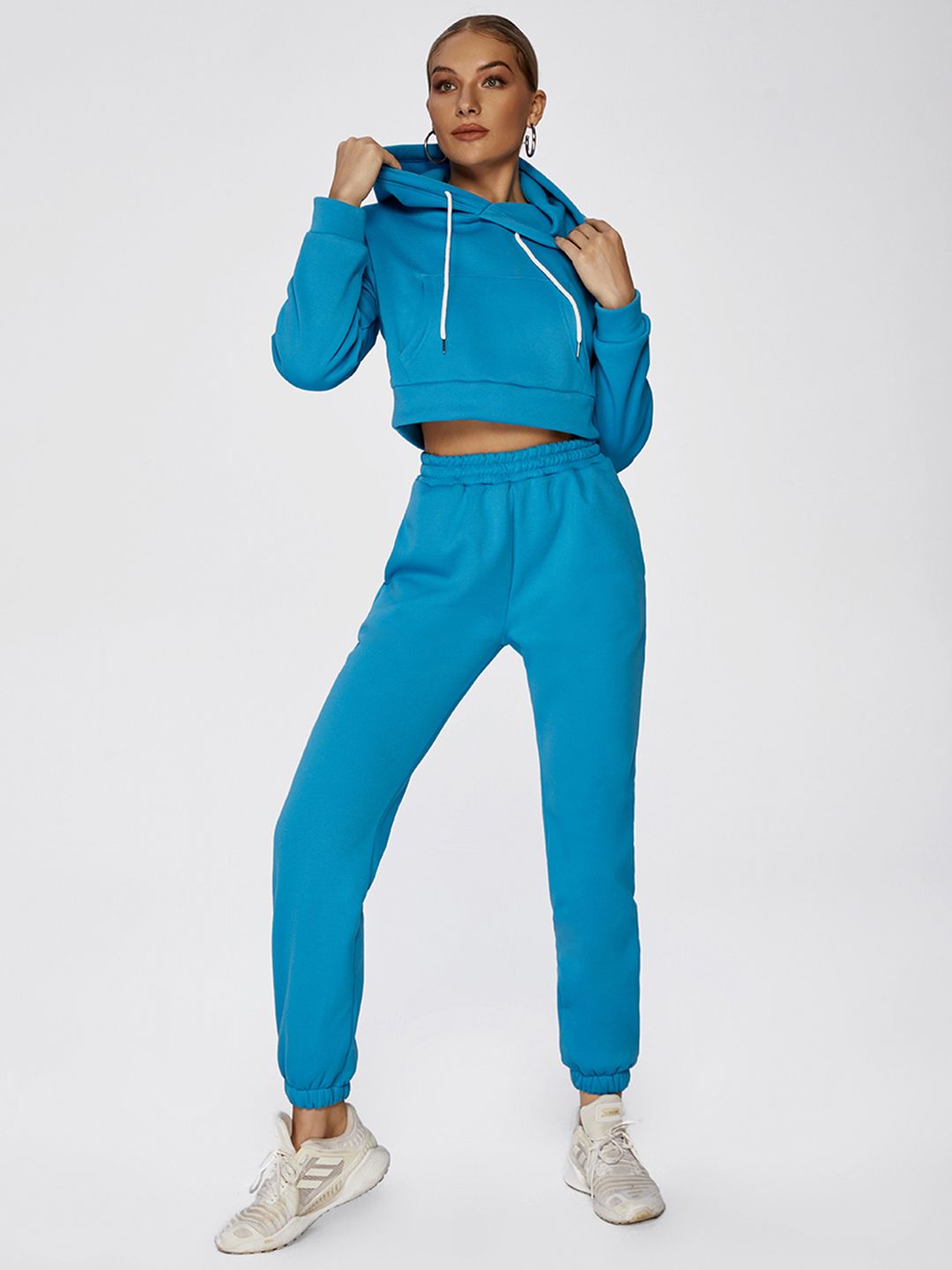 URBANIC Women Blue Solid Drawstring Sports Track Suit Price in India