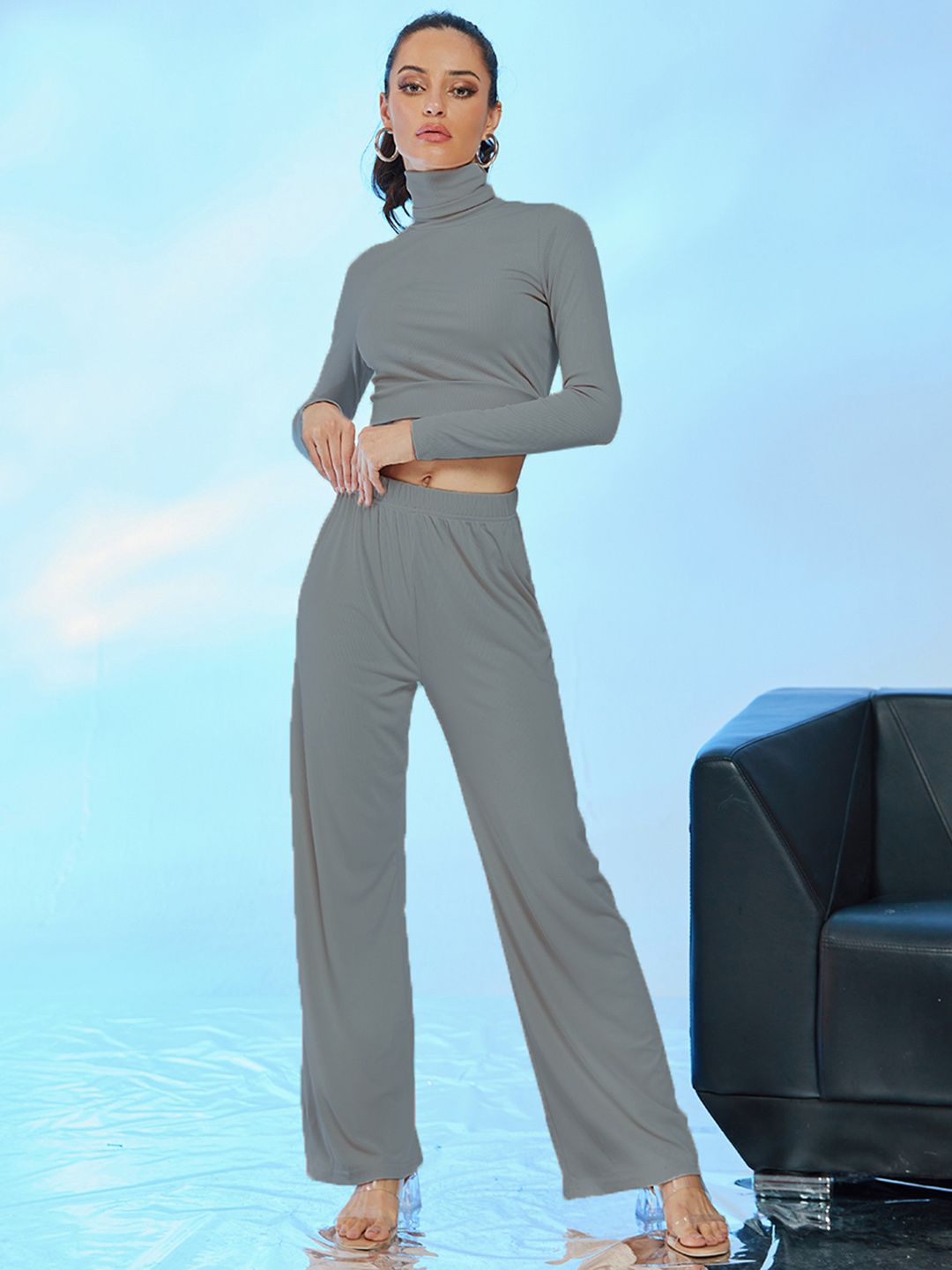 URBANIC Women Grey Solid Co-ords