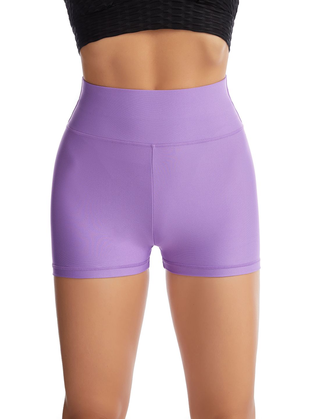 URBANIC Women Lavender Solid Slim Fit High-Rise Training or Gym Sports Shorts Price in India