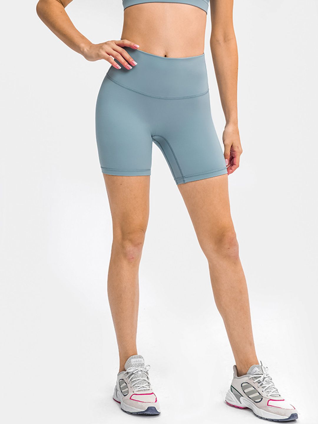 URBANIC Women Blue Slim Fit High-Rise Gym Biker Shorts Price in India