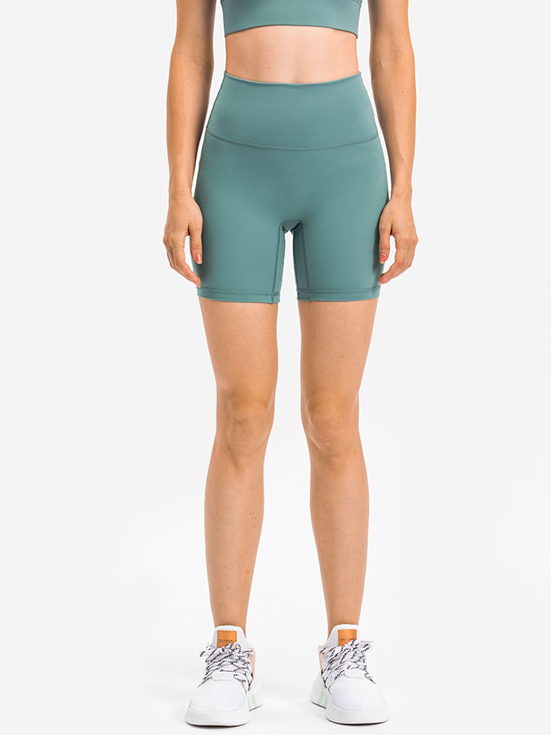 URBANIC Women Sea Green Slim Fit High-Rise Gym Biker Shorts Price in India