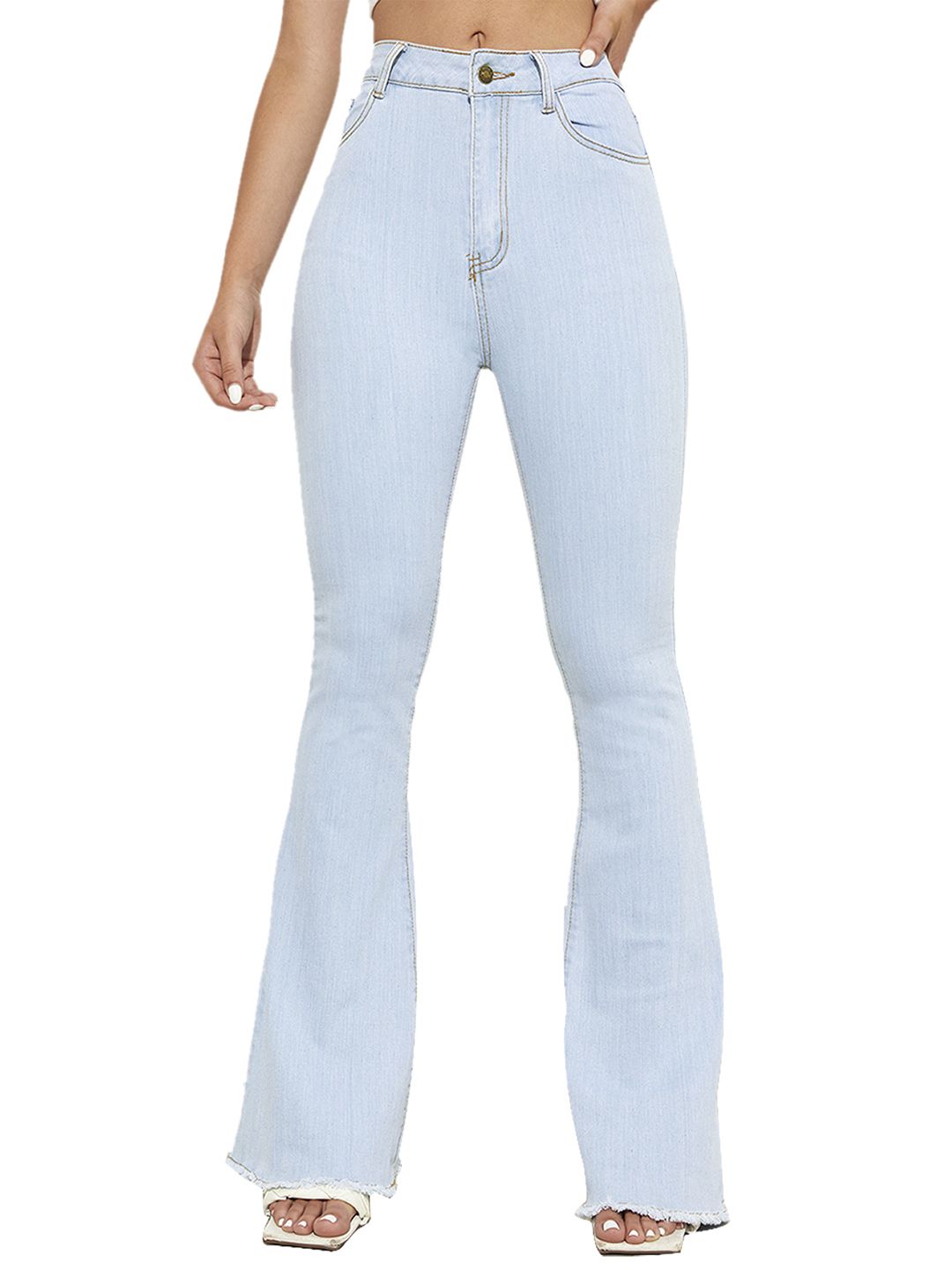 URBANIC Women Blue Cotton Slim Fit High-Rise Stretchable Jeans Price in India