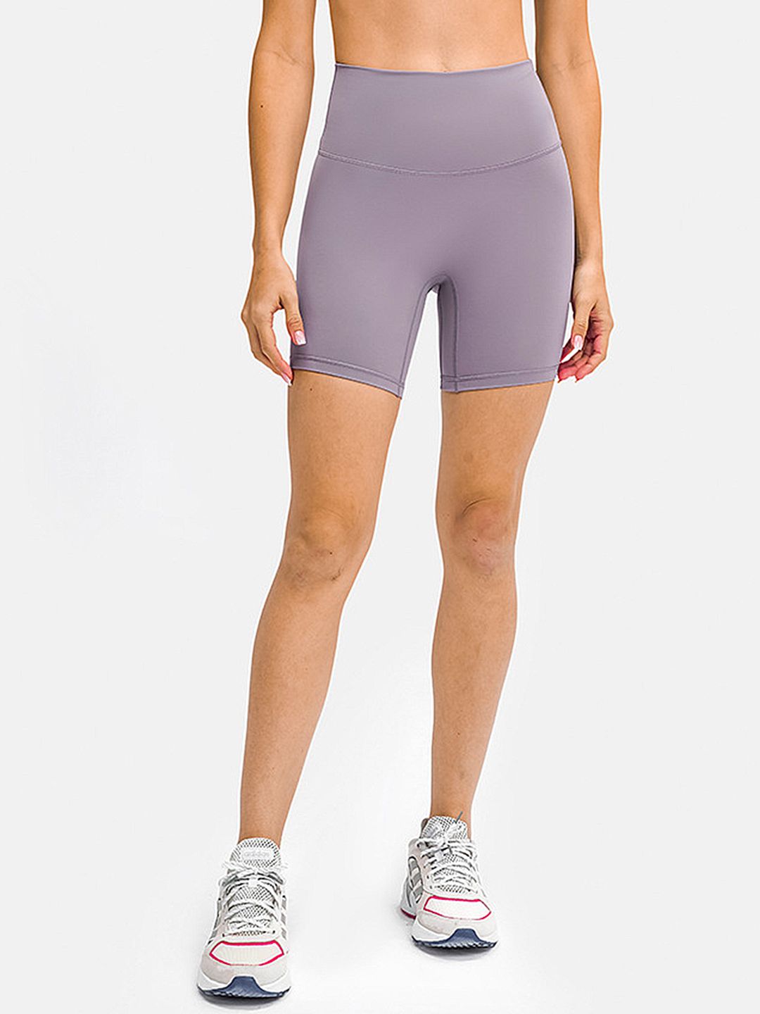 URBANIC Women Mauve Solid Slim Fit High-Rise Gym Shorts Price in India