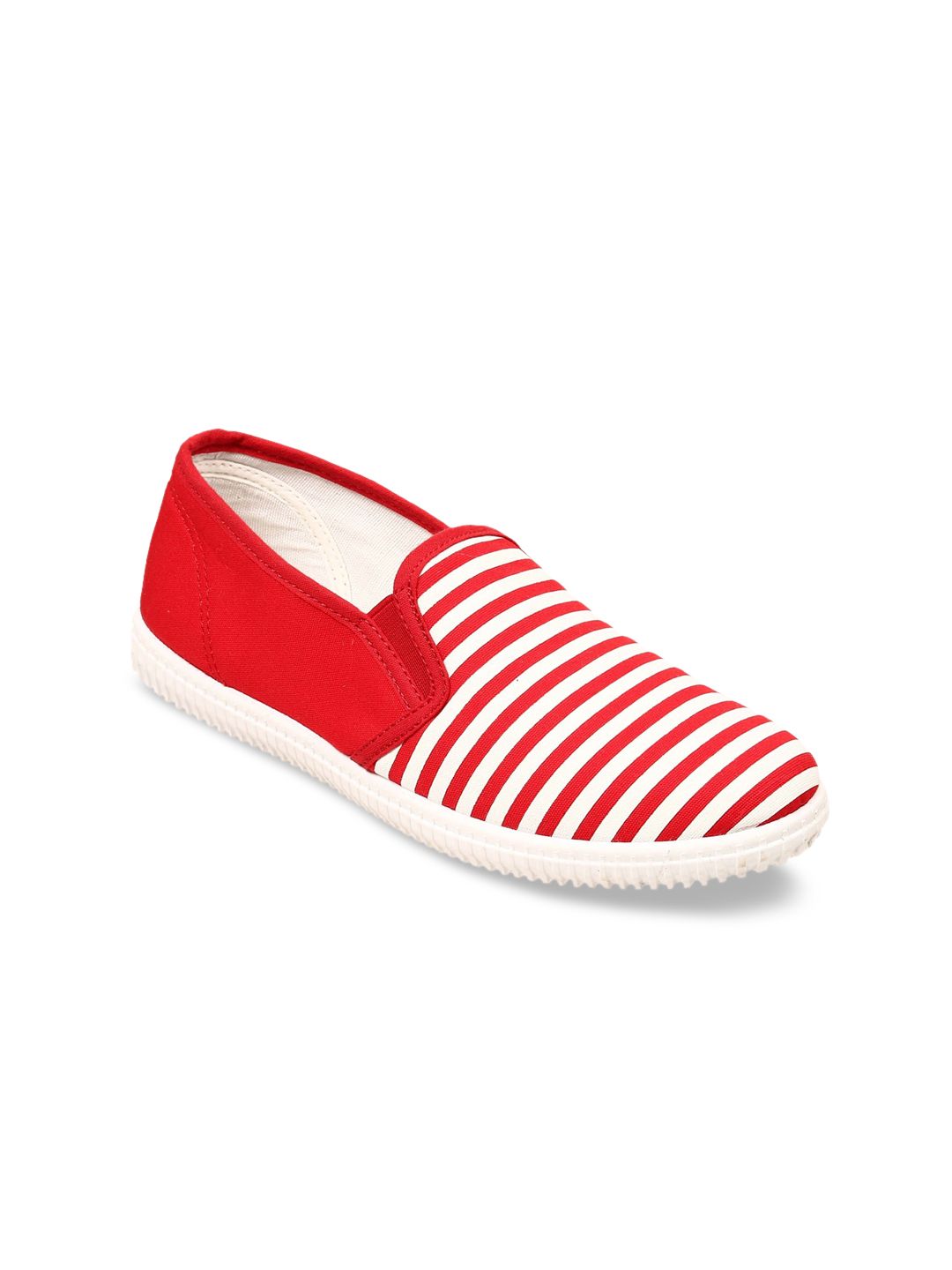 Lavie Women Red & White Striped Slip-On Sneakers Price in India