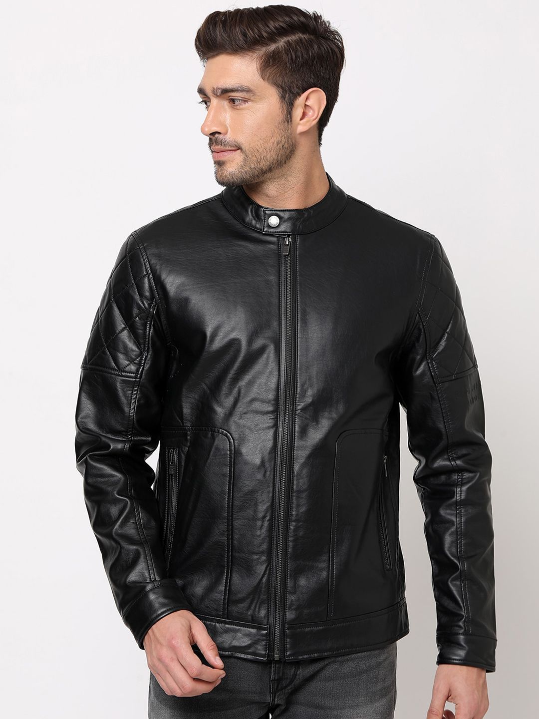 Pepe Jeans Men Black Solid Biker Jacket Price History