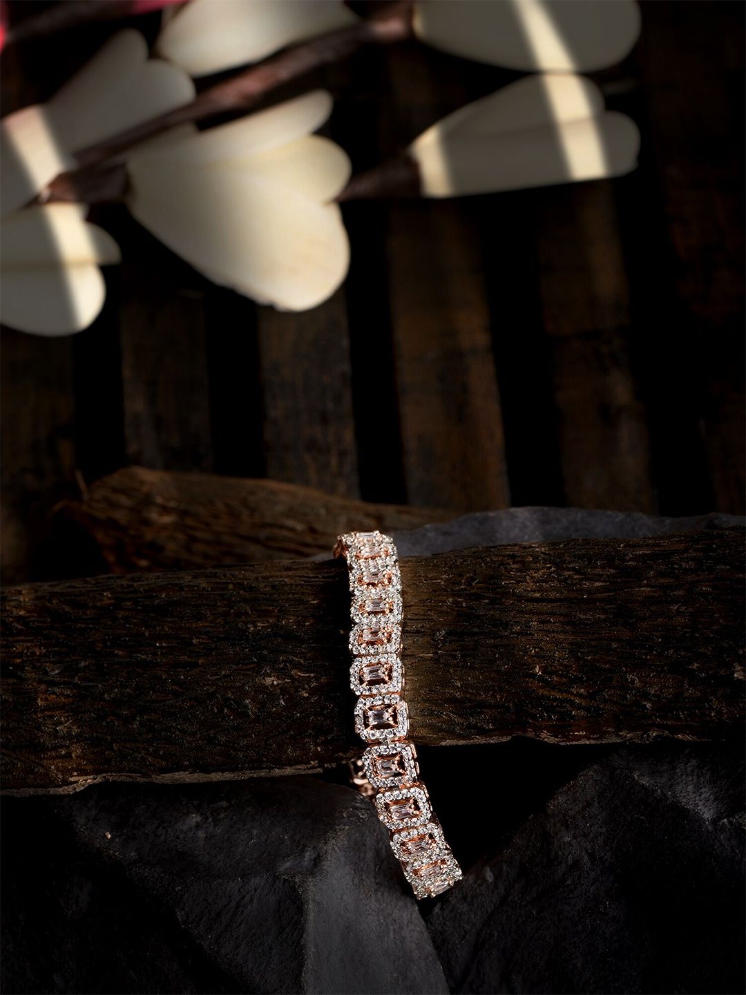 Saraf RS Jewellery Women Rose Gold-Plated & White American Diamond Wraparound Bracelet Price in India