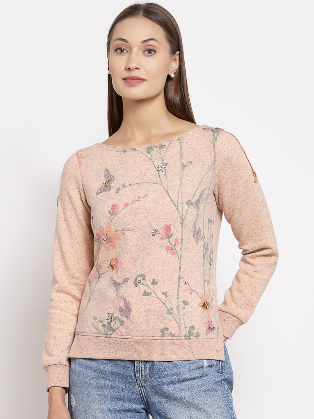 Juelle Women Pink Printed Sweatshirt Price in India
