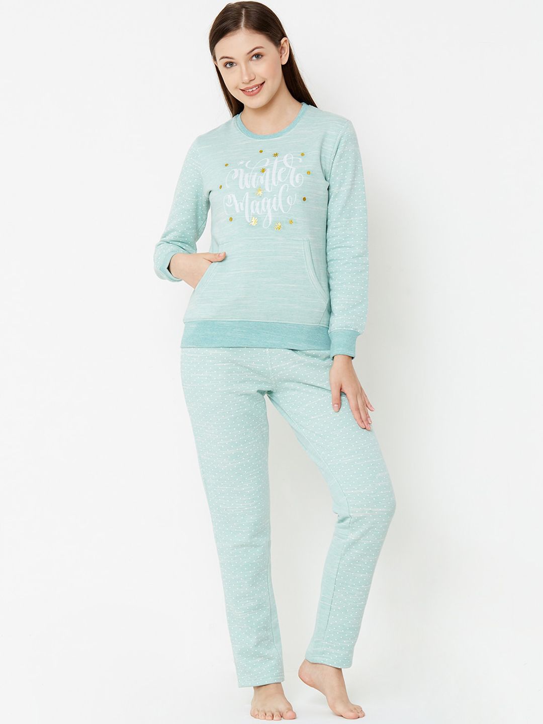 Sweet Dreams Women Green Printed Tracksuit Price in India