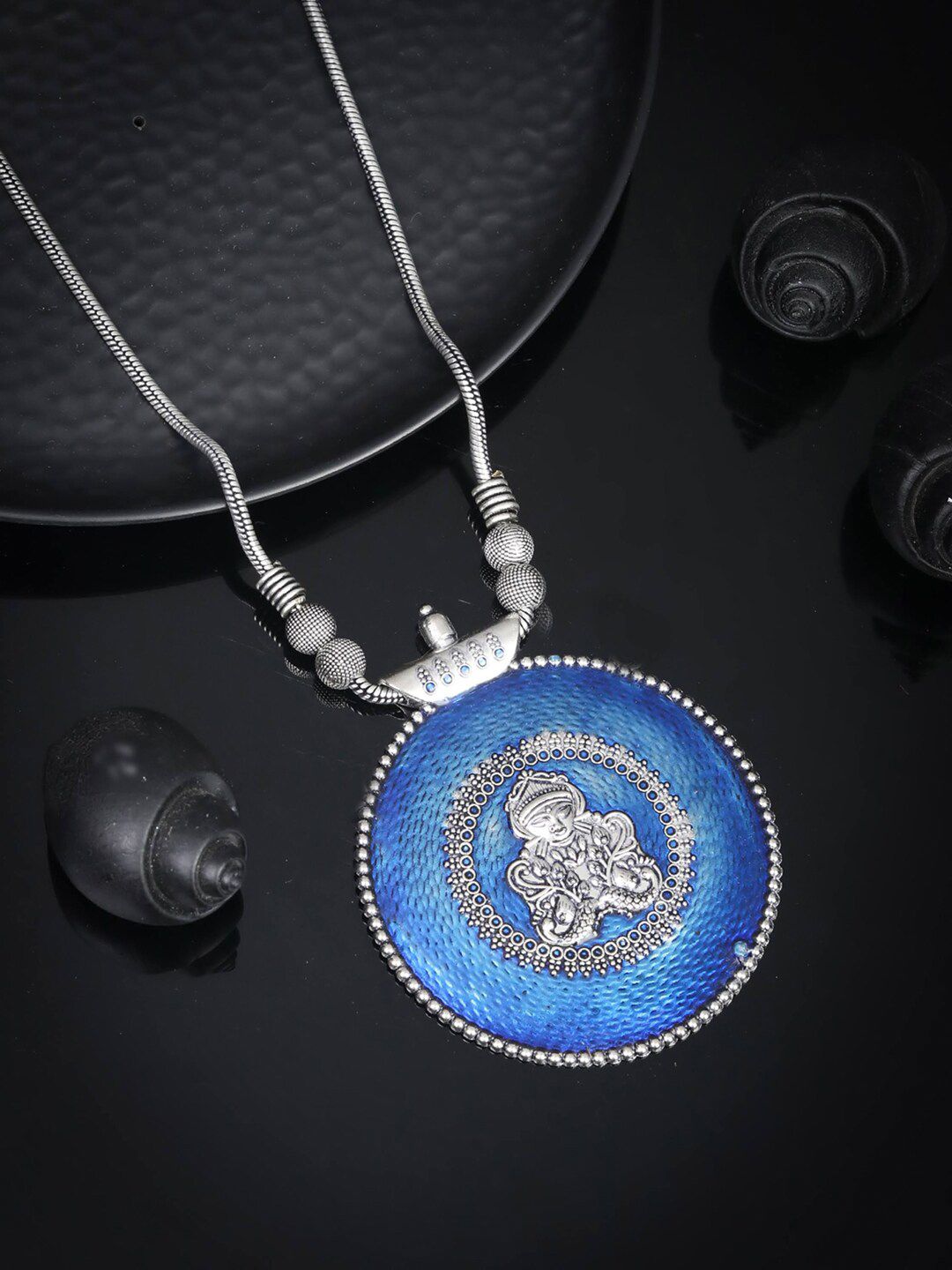 Priyaasi Silver-Plated & Blue German Silver Necklace Price in India