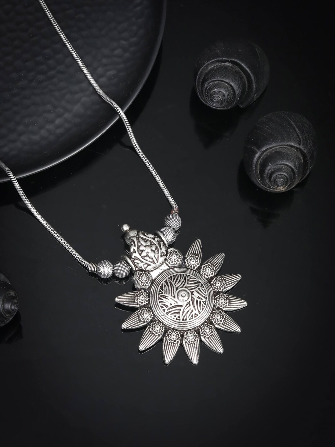 Priyaasi Silver-Toned German Silver Handcrafted Silver-Plated Necklace Price in India