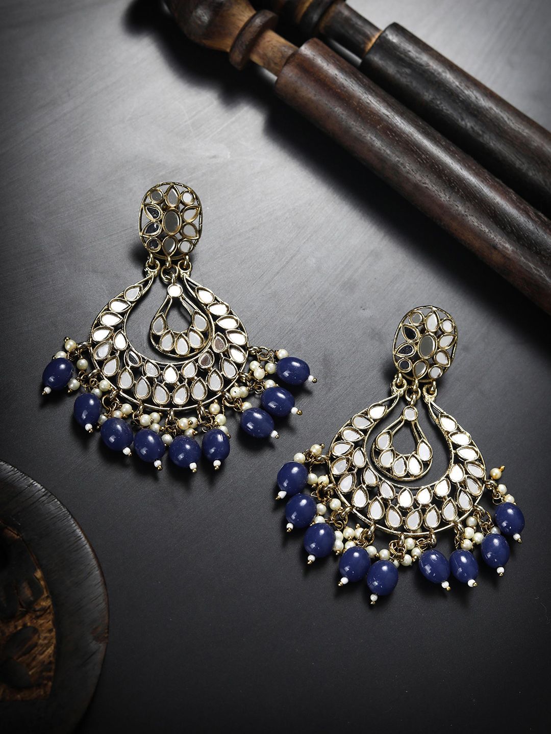 Priyaasi Gold-Toned Contemporary Chandbalis Earrings Price in India