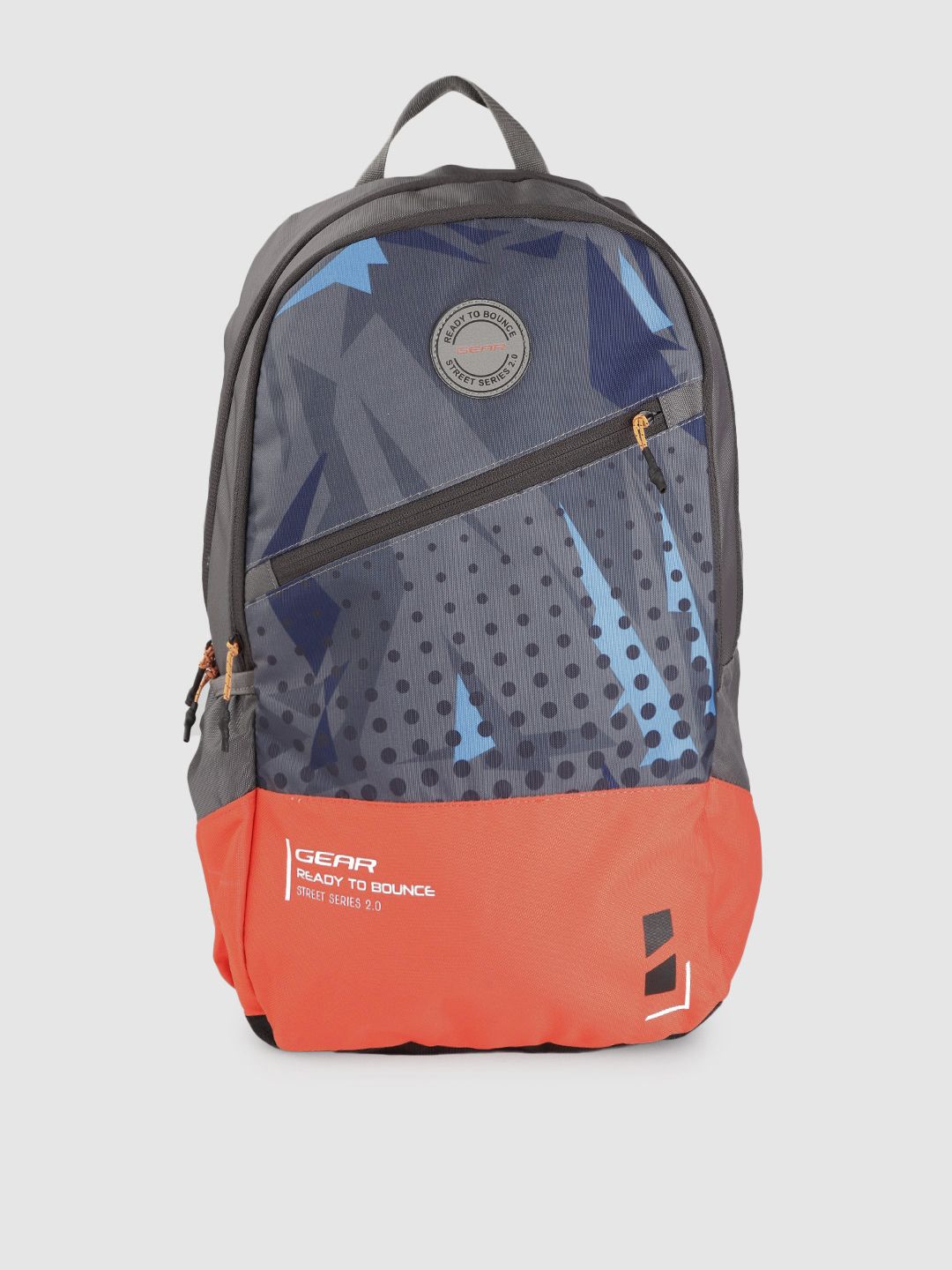 Gear Unisex Grey & Orange Geometric Print 16 Inch Laptop Backpack Price in India