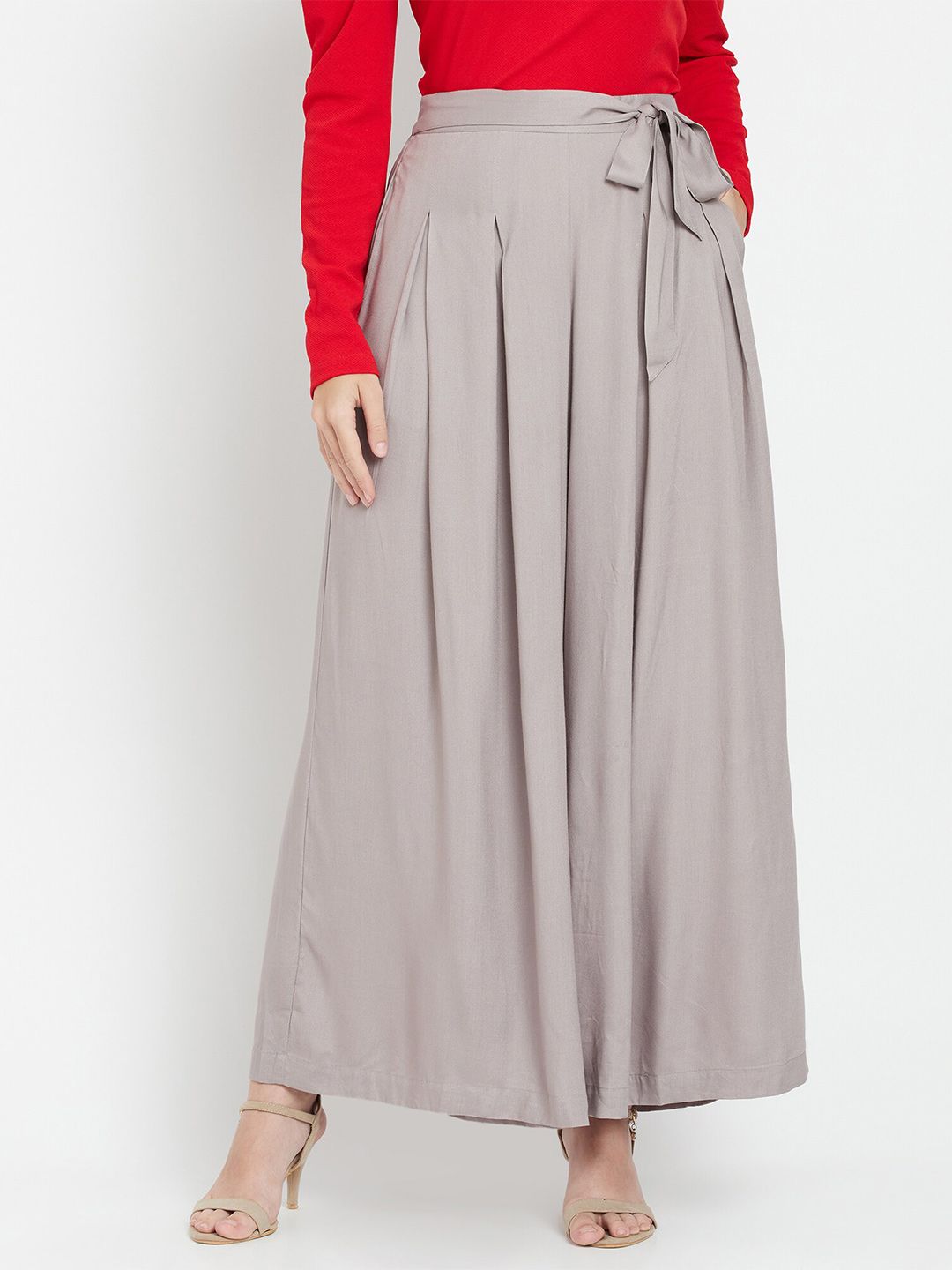 Purple State Women Grey Flared Palazzos