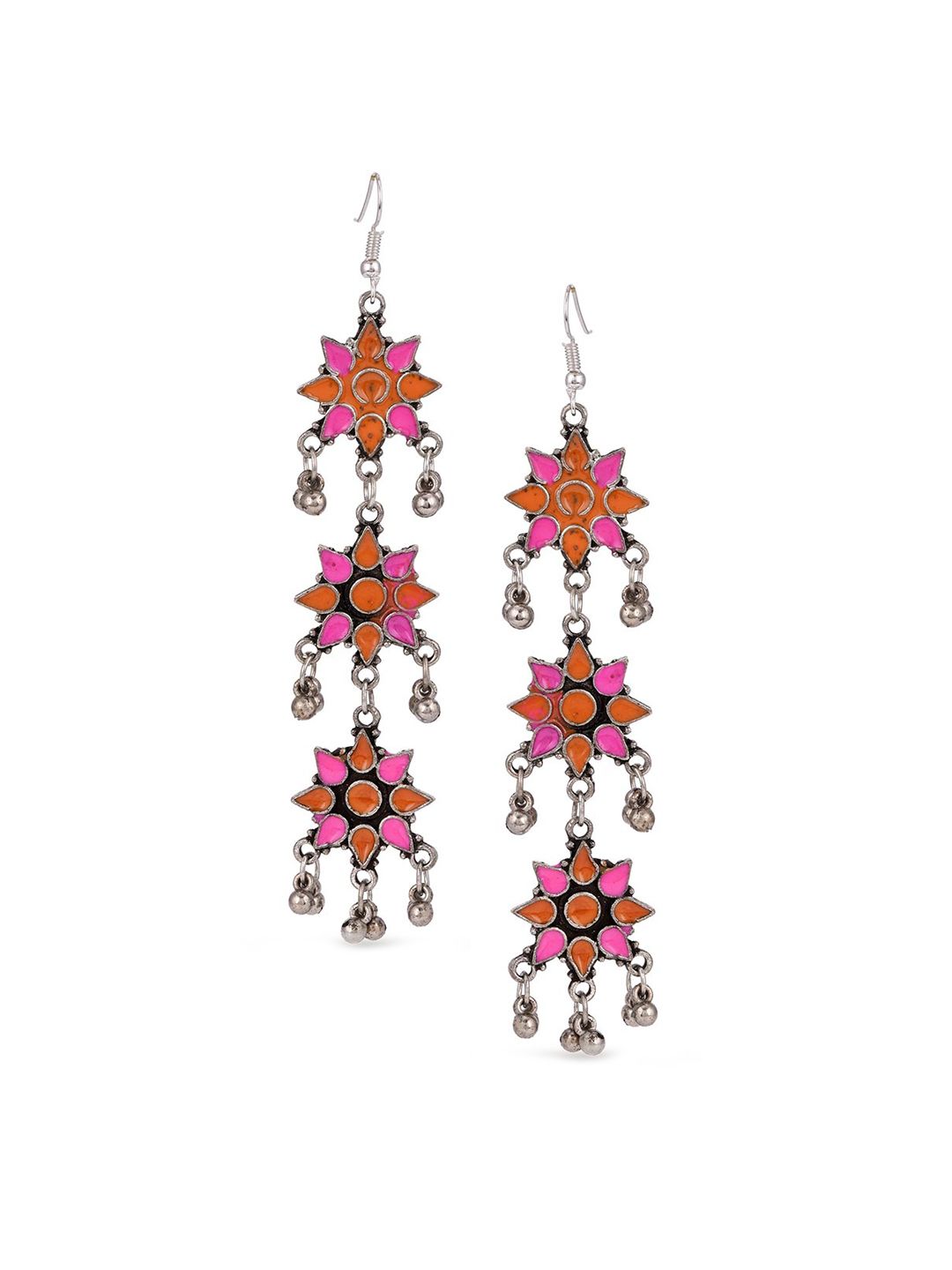 Tistabene Orange Contemporary Drop Earrings Price in India