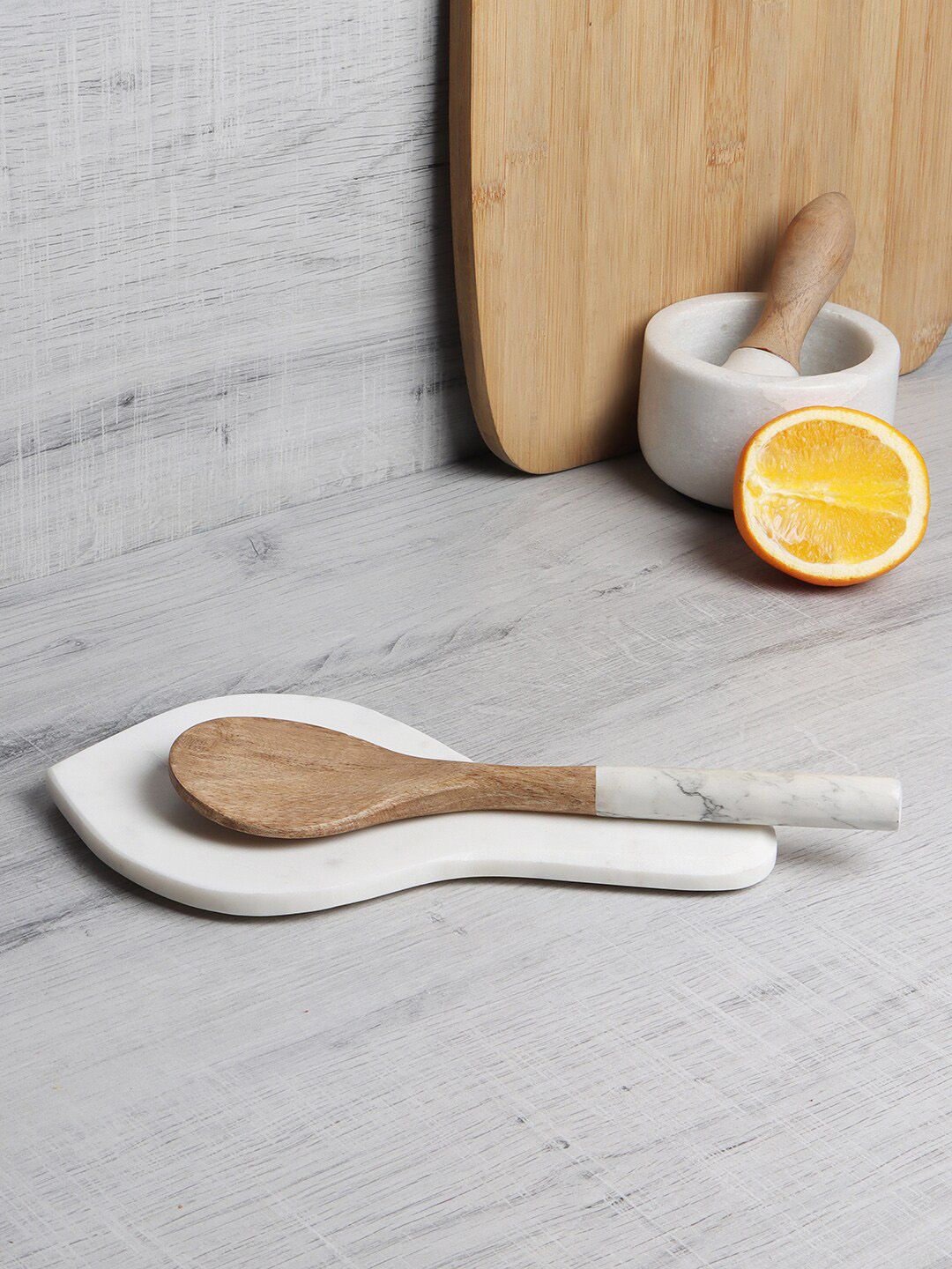 NikkisPride White Solid Marble Serving Spoon Price in India
