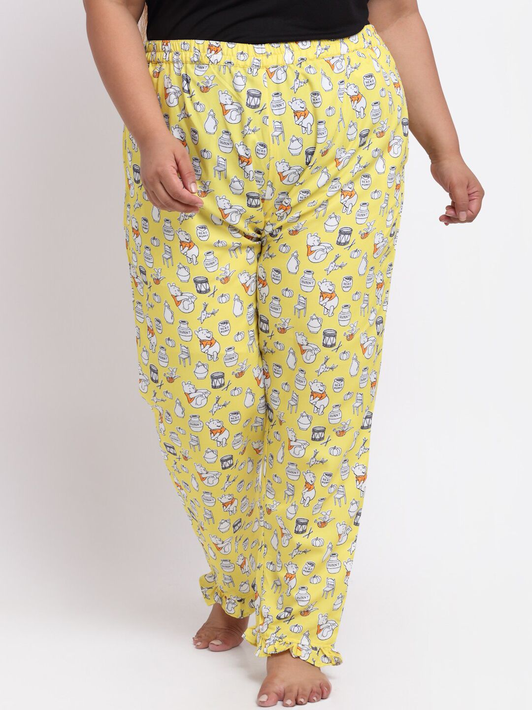 sindrellastorie Women Yellow & White Printed Lounge Pants Price in India