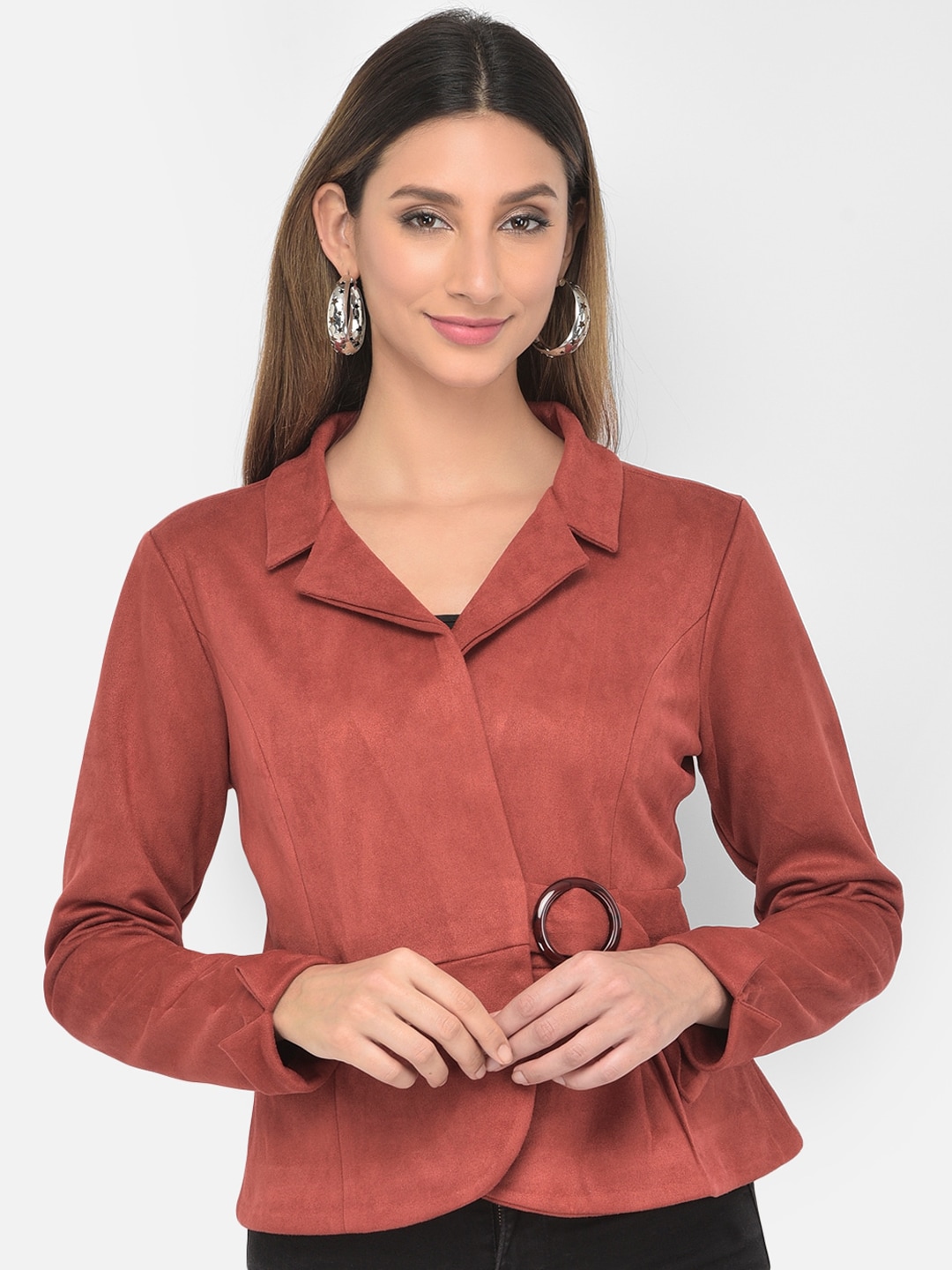 Latin Quarters Women Rust Lightweight Cropped Wrap Jacket Price in India