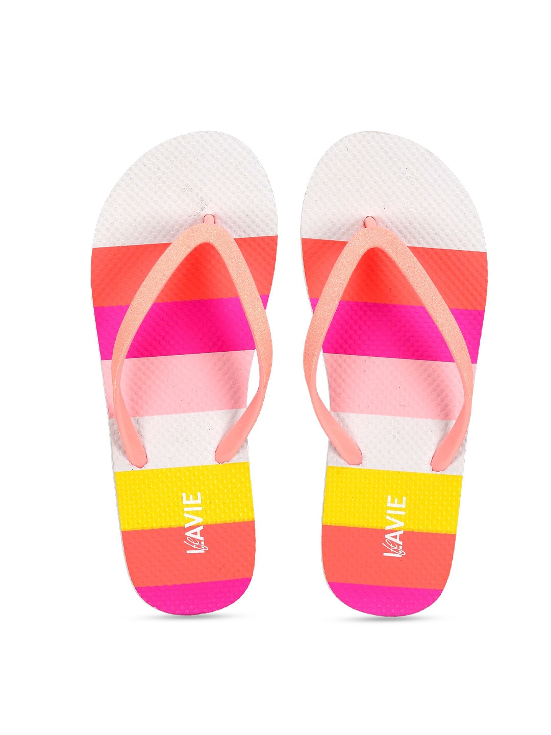 Lavie Women Pink & White Striped Room Slippers Price in India