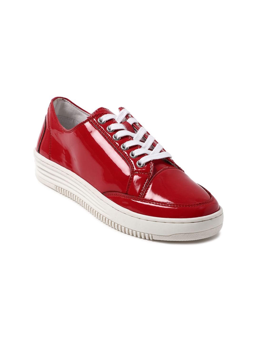 FOREVER 21 Women Red Textured PU Sneakers Price in India
